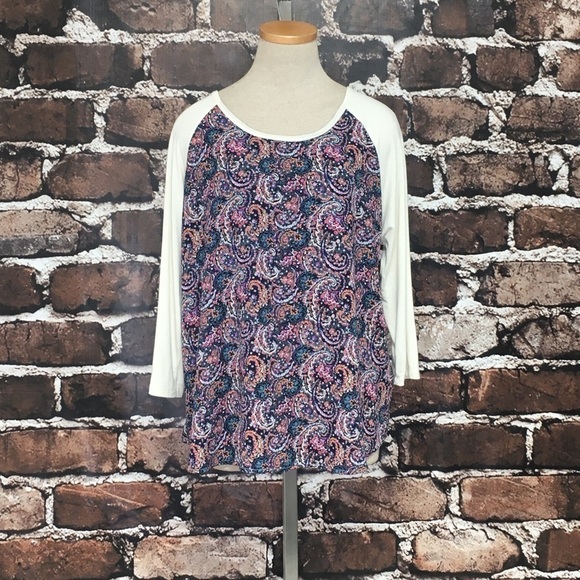 Le Lis Top Shirt Floral Cream Pink Blue Medium - Picture 3 of 11